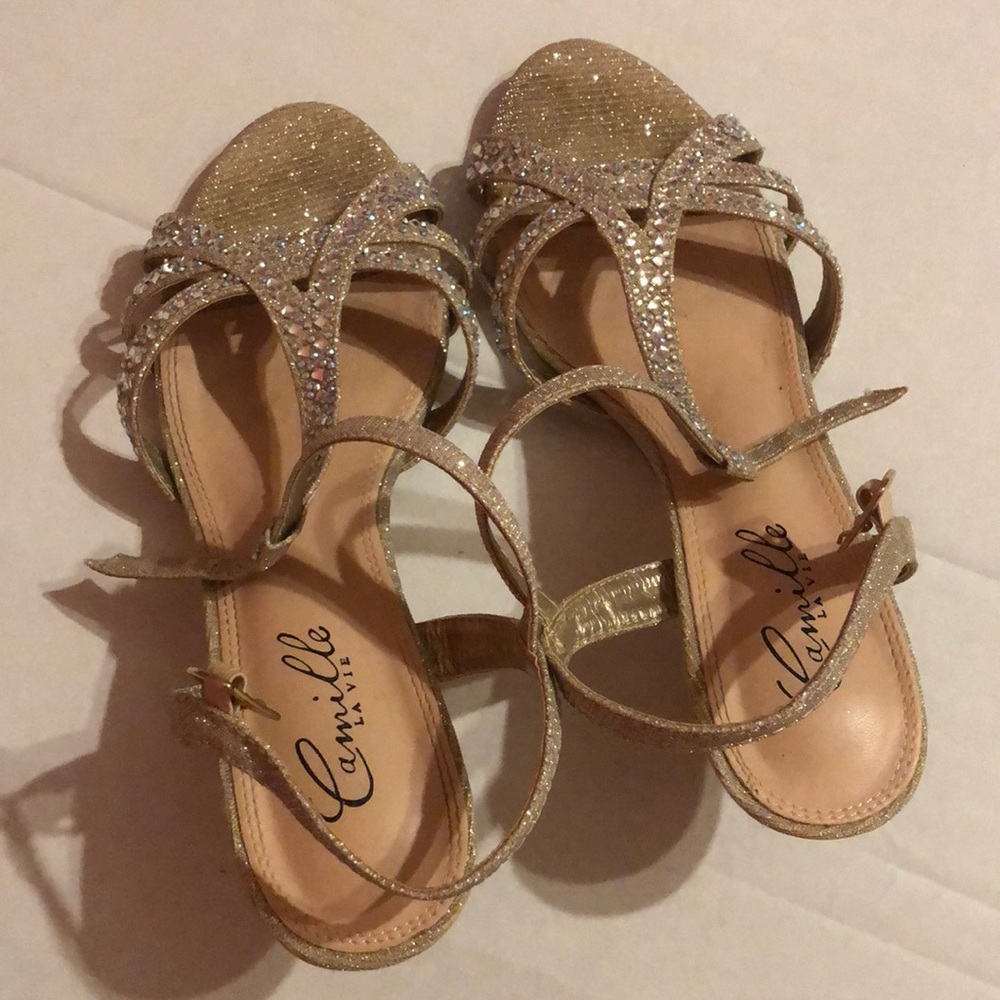 CAMILLE NUDE SHIMMER 1” inch heels